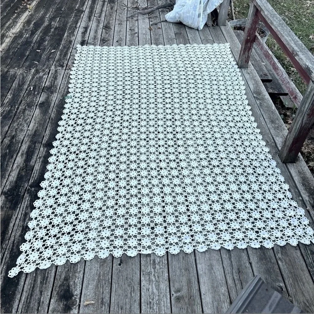Crochet Doily Blanket Afghan Throw Topper Cottagecore Farmhouse